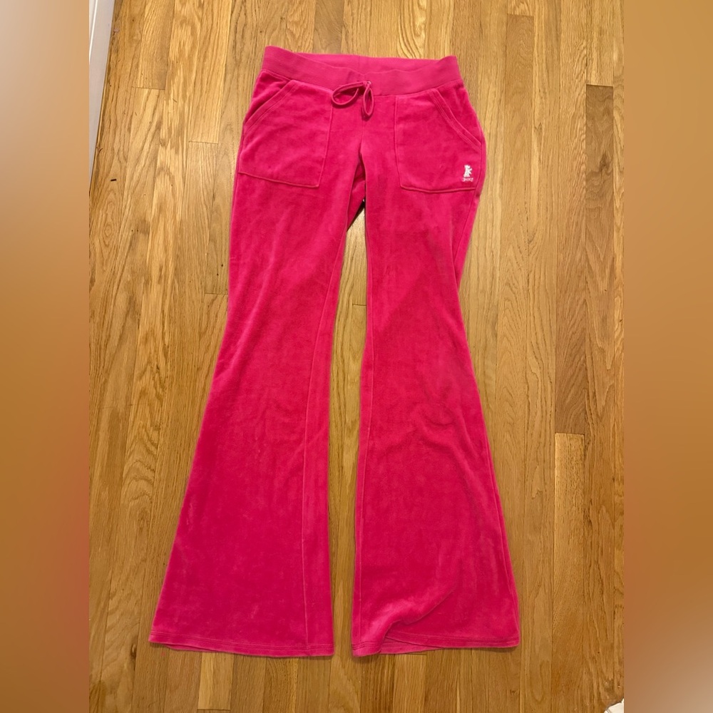 JUICY COUTURE Pink Velour Flare Pants Sz XS